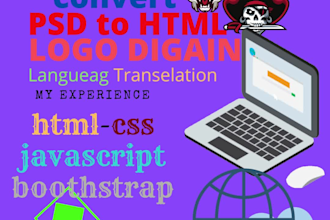 convert PSD to htmlcss with bootstrap 5responsive to website
