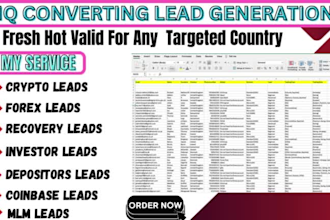 hot fresh forex leads, crypto leads, coinbase leads, investor leads, bank leads