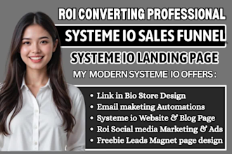 design clickfunnels sales funnel, leadpages, systeme io, kajabi wix landing page