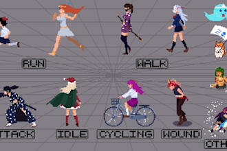 animated pixel art characters and effects for your project