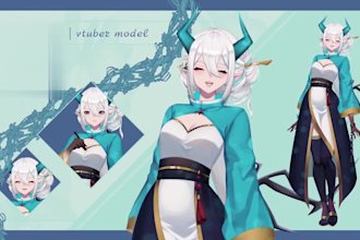 design live2d vtuber model, 2d vtuber rigging, vtuber commission, live 2d model