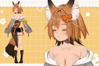 custom 2d vtuber model rigging or do live2d model commission or vtuber streaming