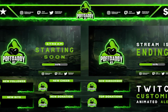 design professional animated twitch overlay stream package
