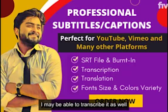 transcribe, add subtitles, sync srt, embed closed captions to your videos
