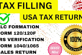 create US tax returns 1040, 1065, 1120, and 1120f for irs tax filing