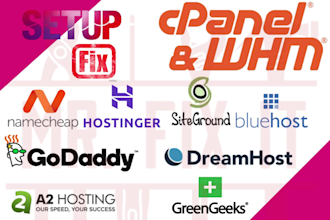 setup or fix bluehost, godaddy, whmcs, namecheap, cpanel hosting