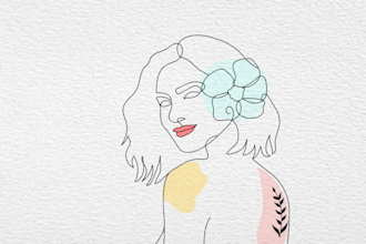 draw line art portrait  with animation