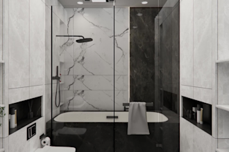 do modern bathroom design with 2d and 3d layouts