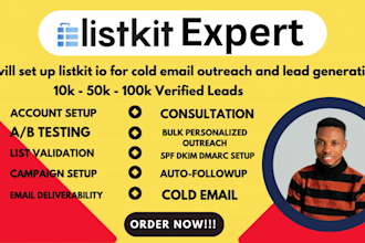 set up listkit io for cold email outreach and lead generation