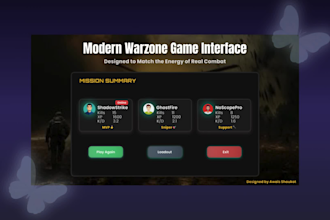design professional gaming UI, dashboard, and esports hud