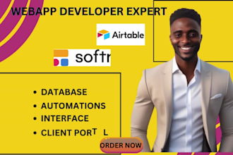 setup airtable database, smartsuite, softr webapp, zapier integration