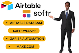 set up your airtable, softr ,client portal, zapier makecom database