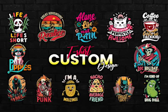 make a vintage t shirt and typography custom tshirt design