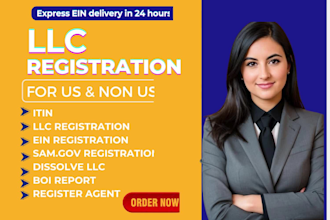 do llc registration and ein number, for US and non US resident in 72 hours
