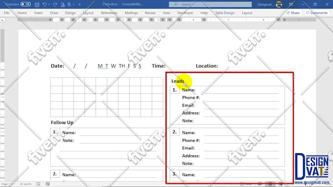 design data entry forms in word or excel