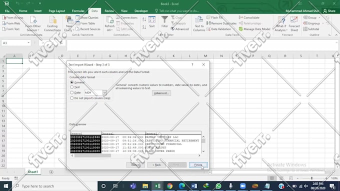 convert text file into excel or csv