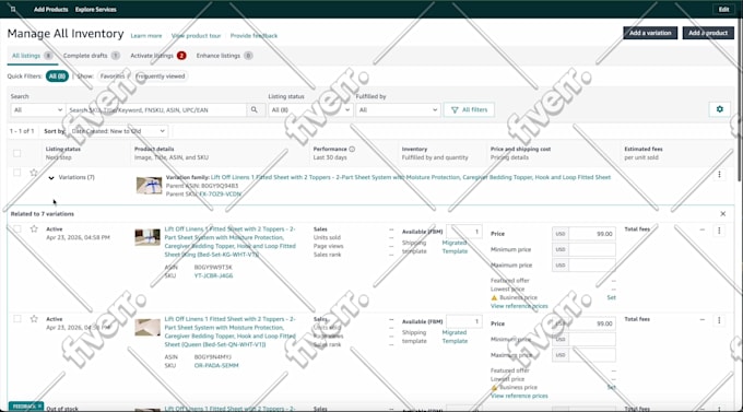 set up amazon account product listing
