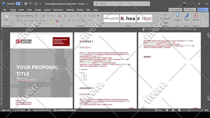 design a professional word proposal template for business