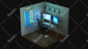 create 3d isometric room design and animation