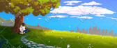 draw painterly pixel art background illustration, scenes, and character sprites