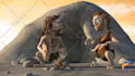 add logo and slogan in caveman fire video ad