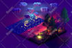 create low poly 3d model diorama scenes