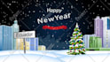 design santa christmas video animation  happy new year logo