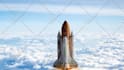 make space shuttle flying over earth animation