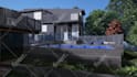 do cozy backyard design, pool, garden in 3d render