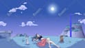 make a lofi hip hop, starting soon and gif animation