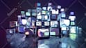 put your logo into lots of vintage tvs