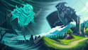 draw painterly pixel art background illustration, scenes, and character sprites