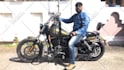 be your spokesperson sitting on harley davidson motorcycle