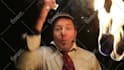 with fireworks on my head, juggle 3 fire clubs