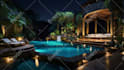 create luxury apartment in a rainy night city with rain sound