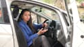 create female spokesperson video with real car background