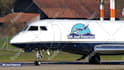 add your business logo or text on a jet plane video