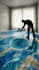 create ai asmr epoxy floor transformation, construction videos