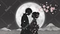 draw glow circle landscape silhouette anime illustration