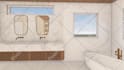 3d interior design living room, kitchen, bath and cgi render