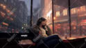 create rain video with natural sound in a cozy room