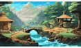draw pixel art background and landscape