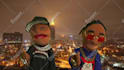 create and record a song on video with 2 puppets