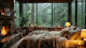 create relaxing rain video with natural sound, cozy room