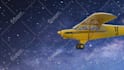 make propeller plane fly in sky logo reveal animation