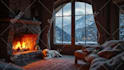create natural sound relaxing rain video with a cozy room