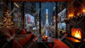 create natural sound relaxing rain video with a cozy room