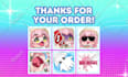 do custom twitch emotes, chibi emotes, animated emotes, vtuber emotes for stream