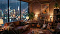 create relaxing rain video with natural sound, cozy room