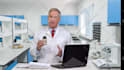 create medical spokesperson video in lab coat or scrubs